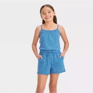 Cat & Jack Girls' Sleeveless Stars Knit Romper - Blue, M (8)
